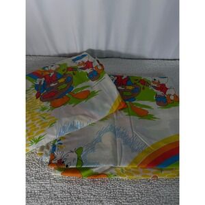 VTG Walt Disney Productions Twin Sheet Flat & Fitted Mickey Donald Duck Rainbow